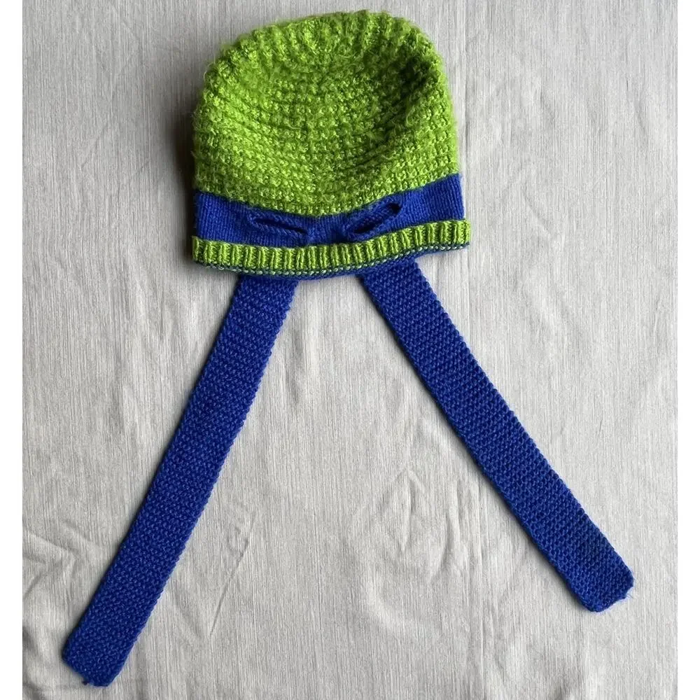 Andes Gifts Ninja Turtle Mask Beanie Hat Green Blue Alpaca Blend Handmade OS